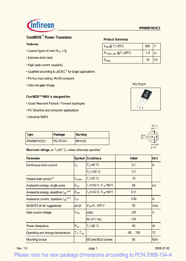 IPW90R1K2C3_2117357.PDF Datasheet