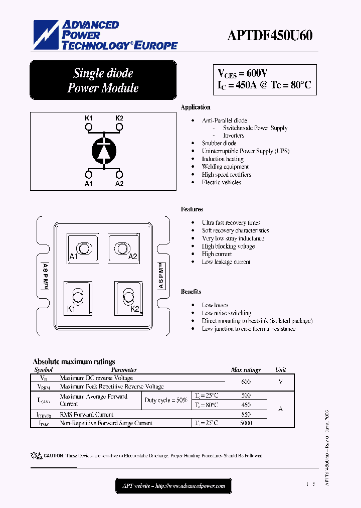 APTDF450U60_2122535.PDF Datasheet