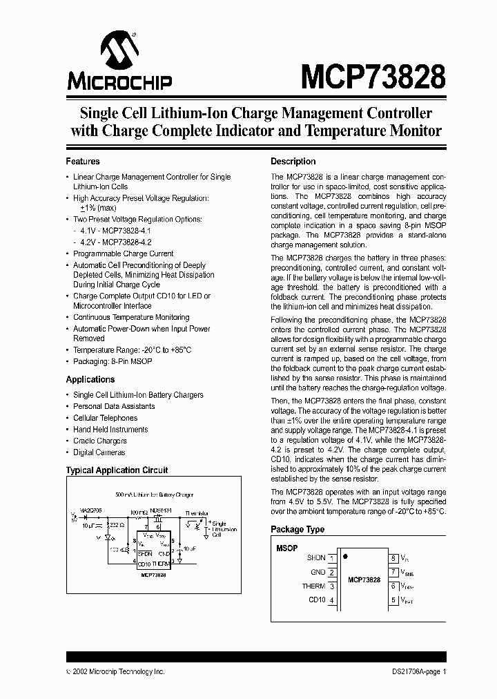 MCP73828-41VUA_2127882.PDF Datasheet