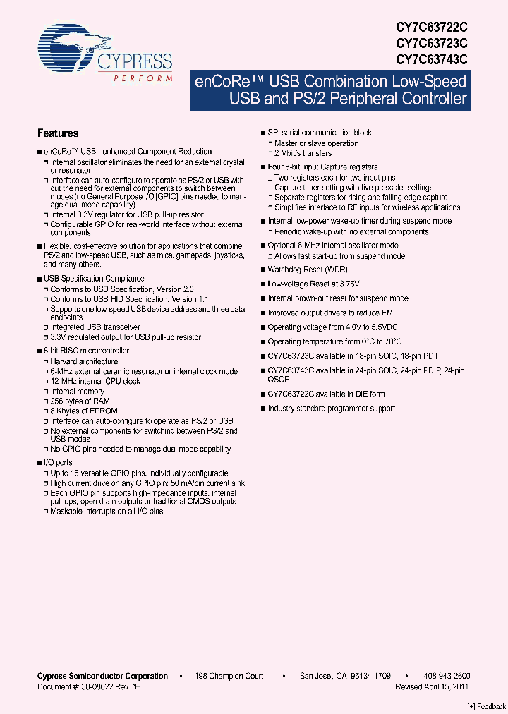CY7C63743C-PXC_2141415.PDF Datasheet