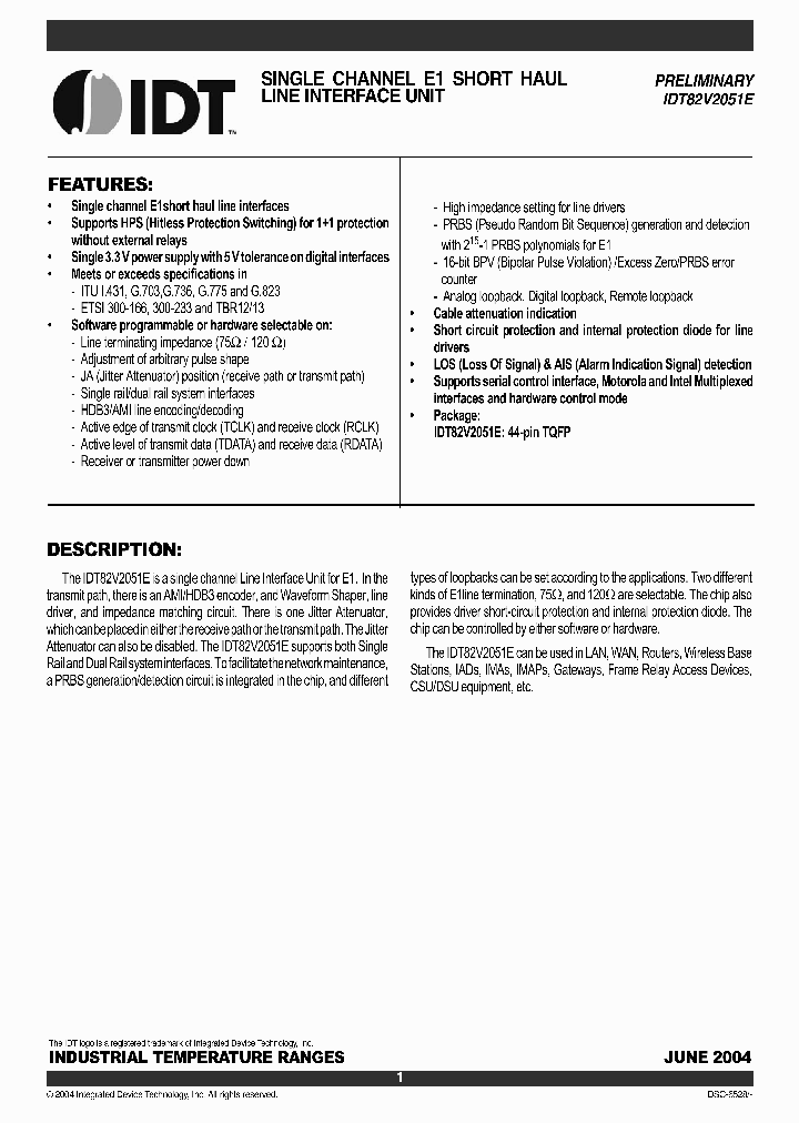IDT82V2051E_2151900.PDF Datasheet