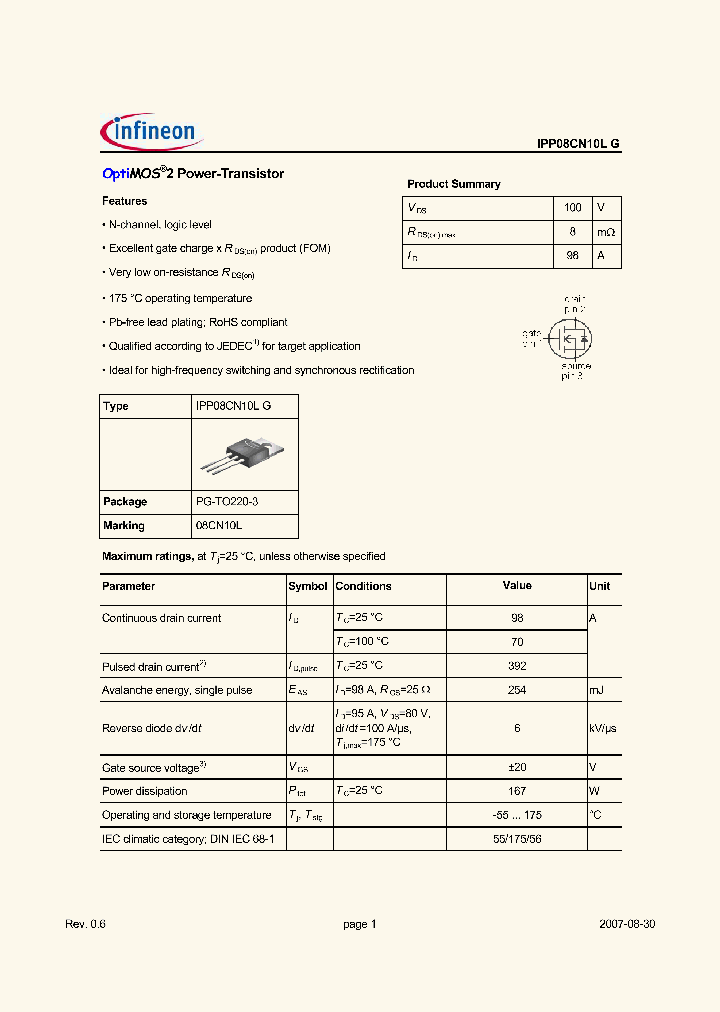 IPP08CN10LG_2164834.PDF Datasheet