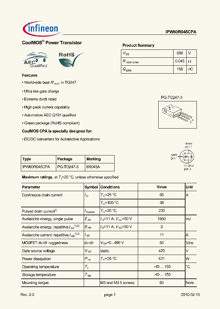 IPW60R045CPA_2165059.PDF Datasheet
