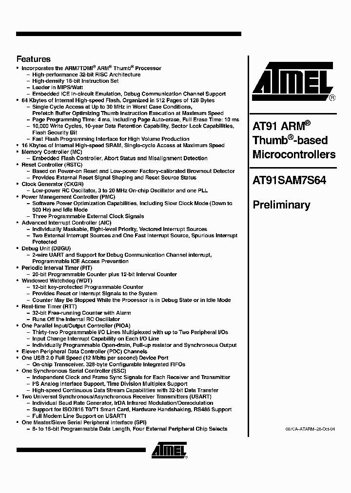 AT91SAMS64-AI_2200237.PDF Datasheet