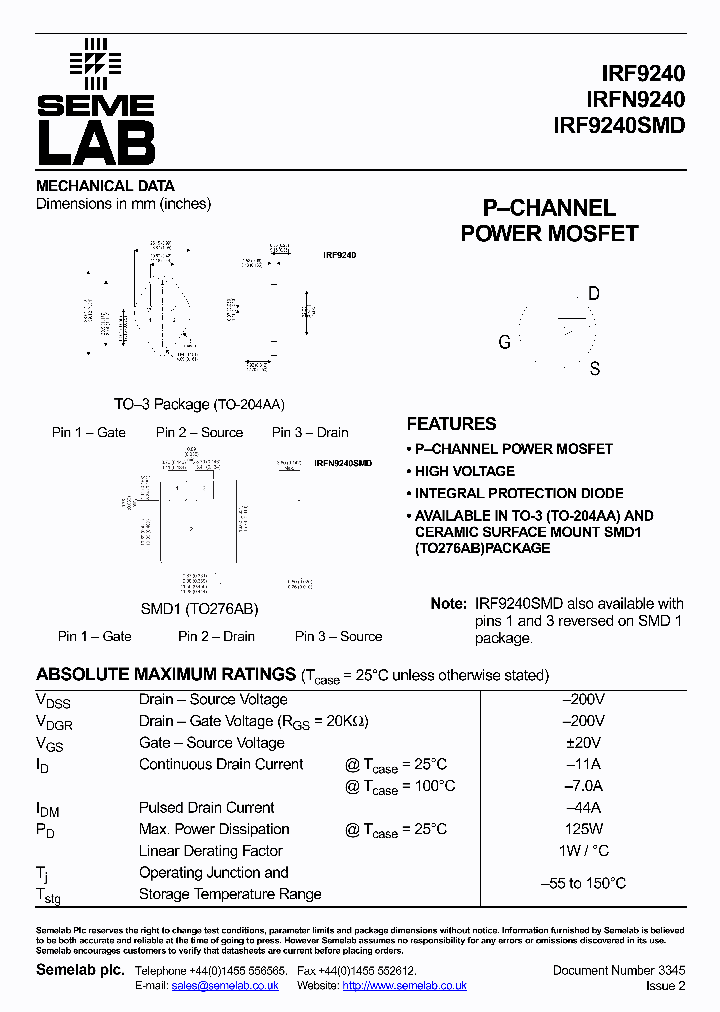 IRF9240_2205783.PDF Datasheet
