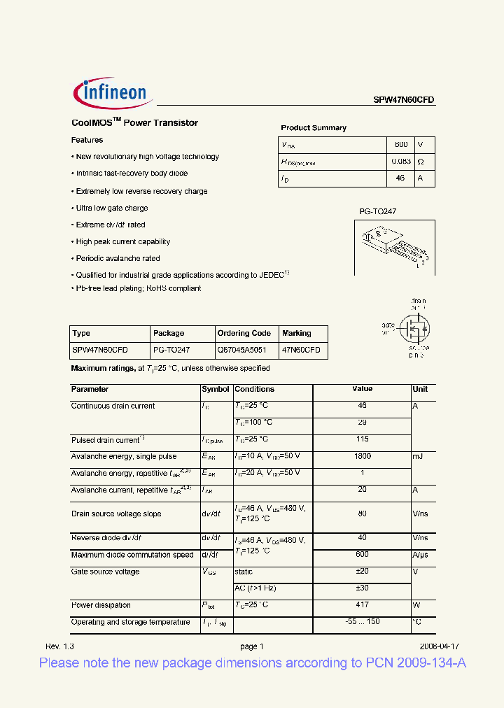 SPW47N60CFD08_2205828.PDF Datasheet