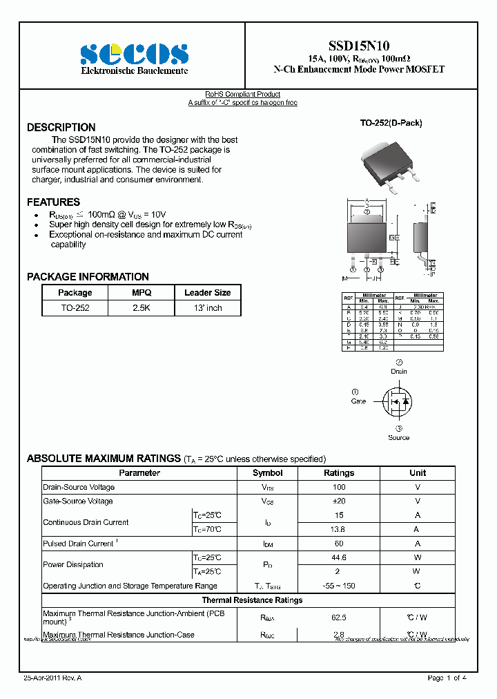 SSD15N10_2207203.PDF Datasheet