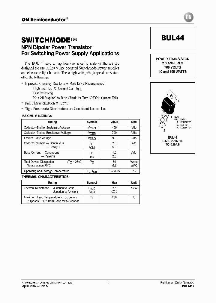 BUL44-D_2211688.PDF Datasheet
