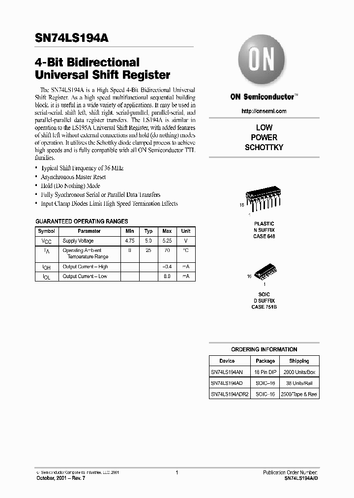 SN74LS194A-D_2213256.PDF Datasheet