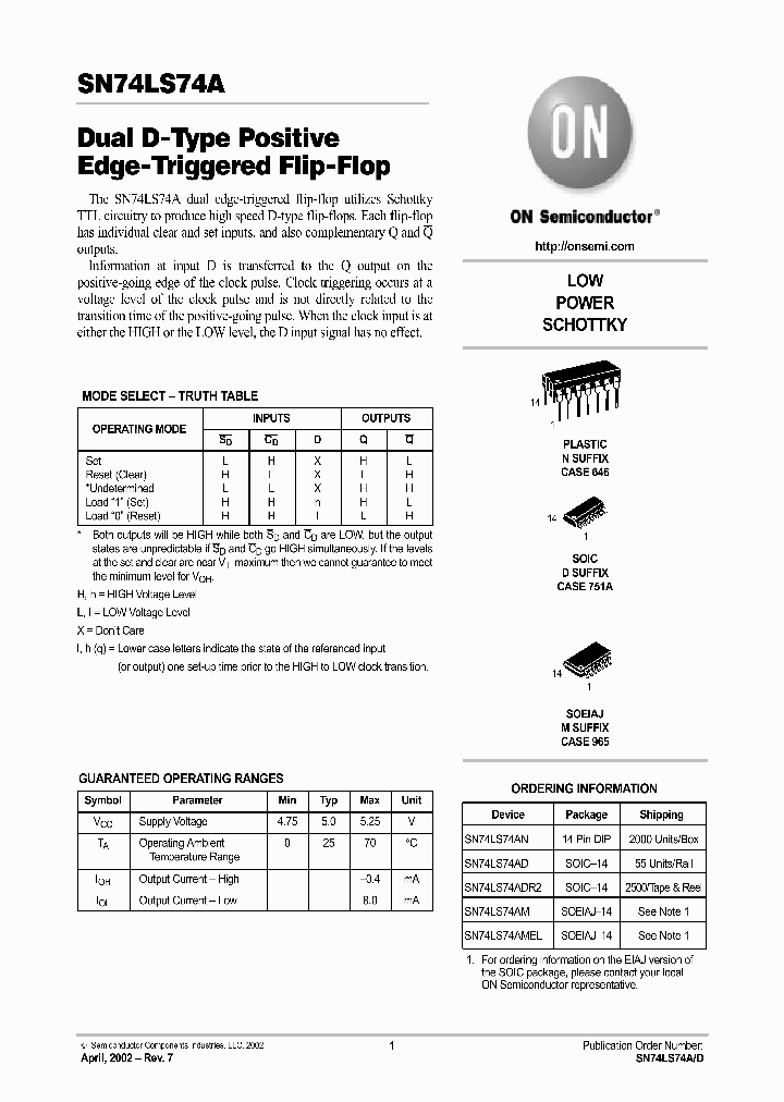 SN74LS74A-D_2213257.PDF Datasheet