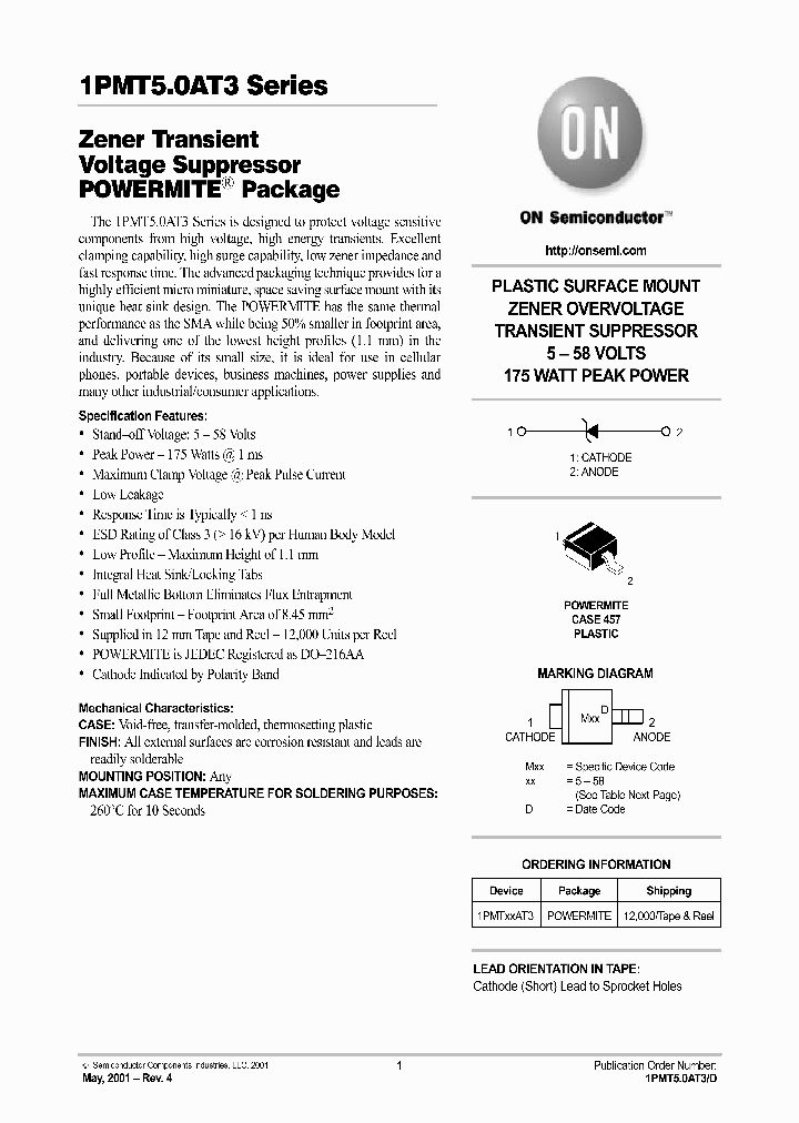 1PMT50AT3-D_2218481.PDF Datasheet