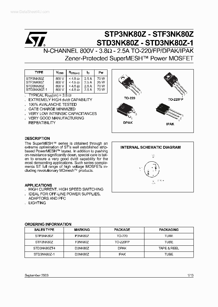 STP3NK80Z_2218992.PDF Datasheet