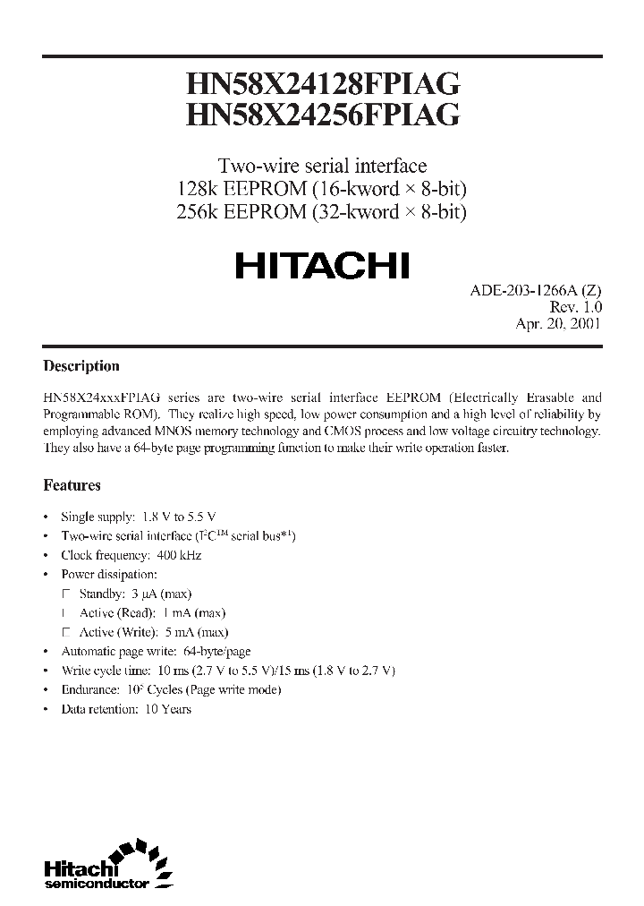 HN58X24128FPIAGHN58X24256FPIAG_2222303.PDF Datasheet