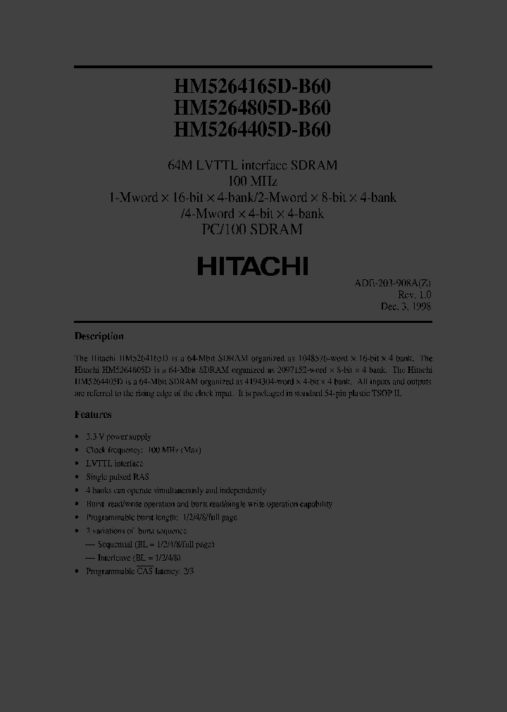 HM5264165D-B604805D-B604405D-B60_2222755.PDF Datasheet