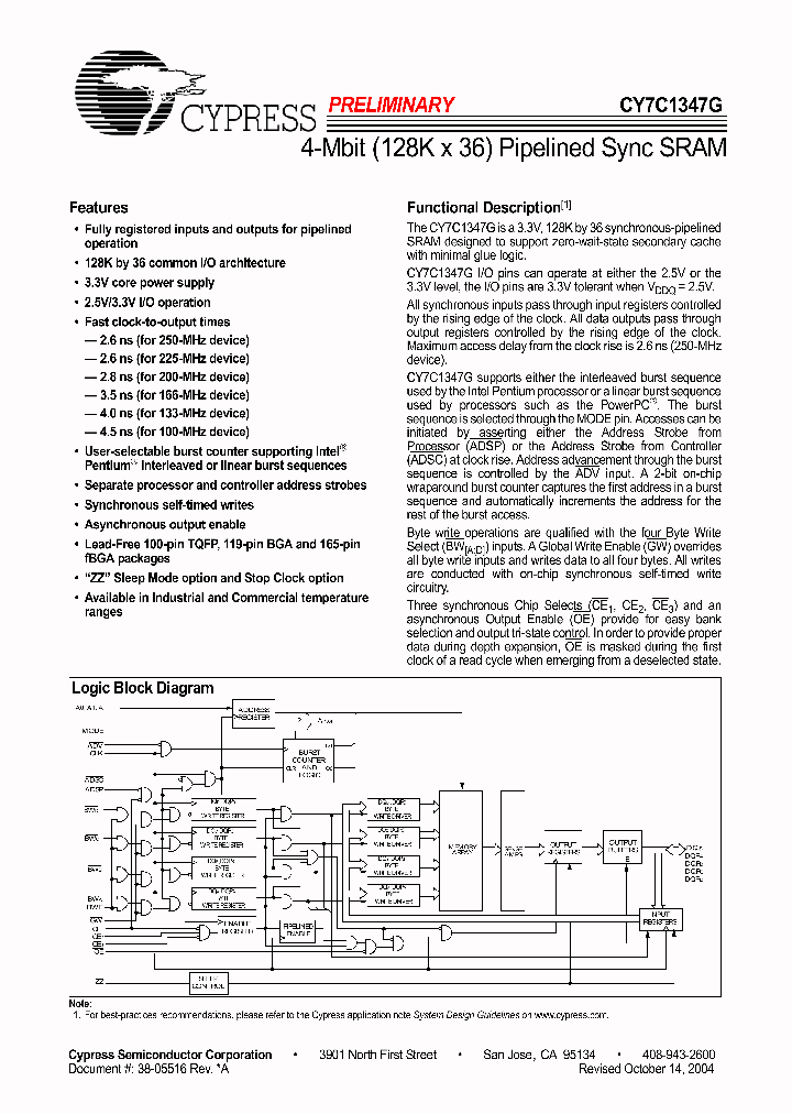 CY7C1347G_2228930.PDF Datasheet