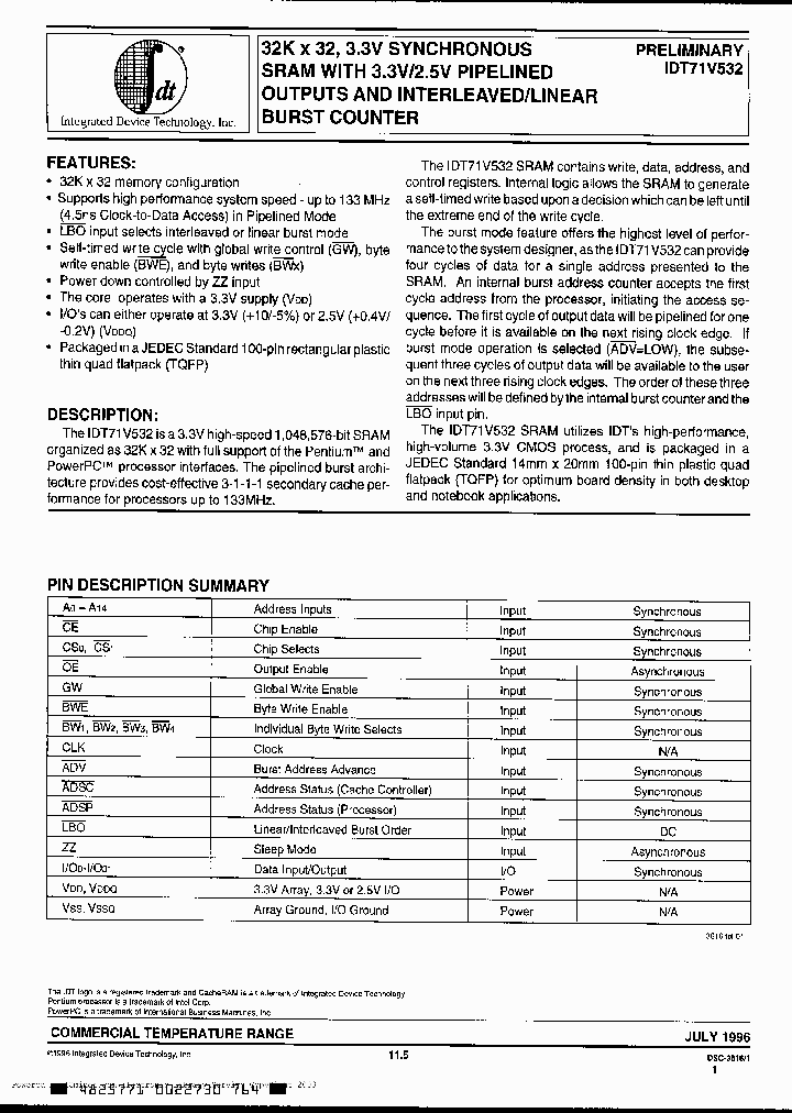 IDT71V532S66PF_2226835.PDF Datasheet