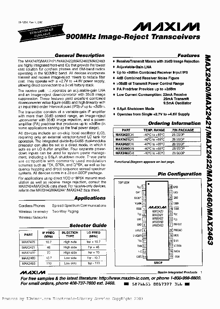 MAX2420MAX2421MAX2422MAX2460MAX2463_2230579.PDF Datasheet
