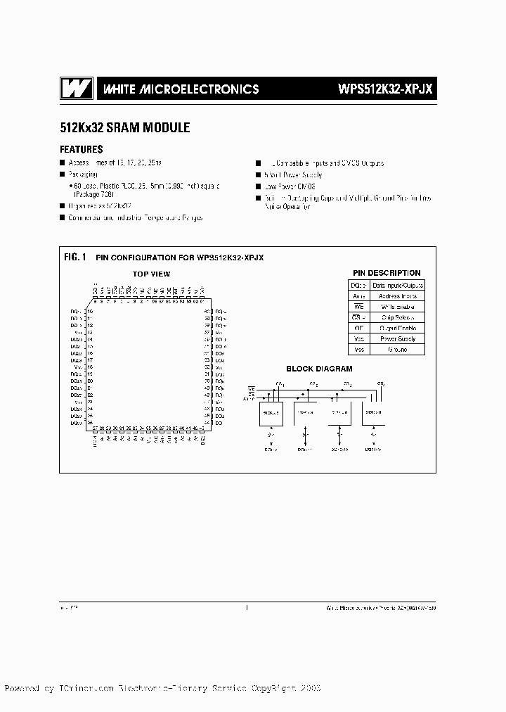 WPS512K32-25PJI_2231522.PDF Datasheet