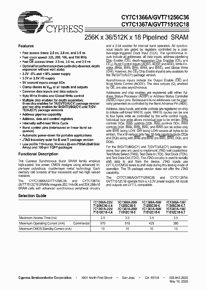 CY7C1367A-225AJC_2231793.PDF Datasheet