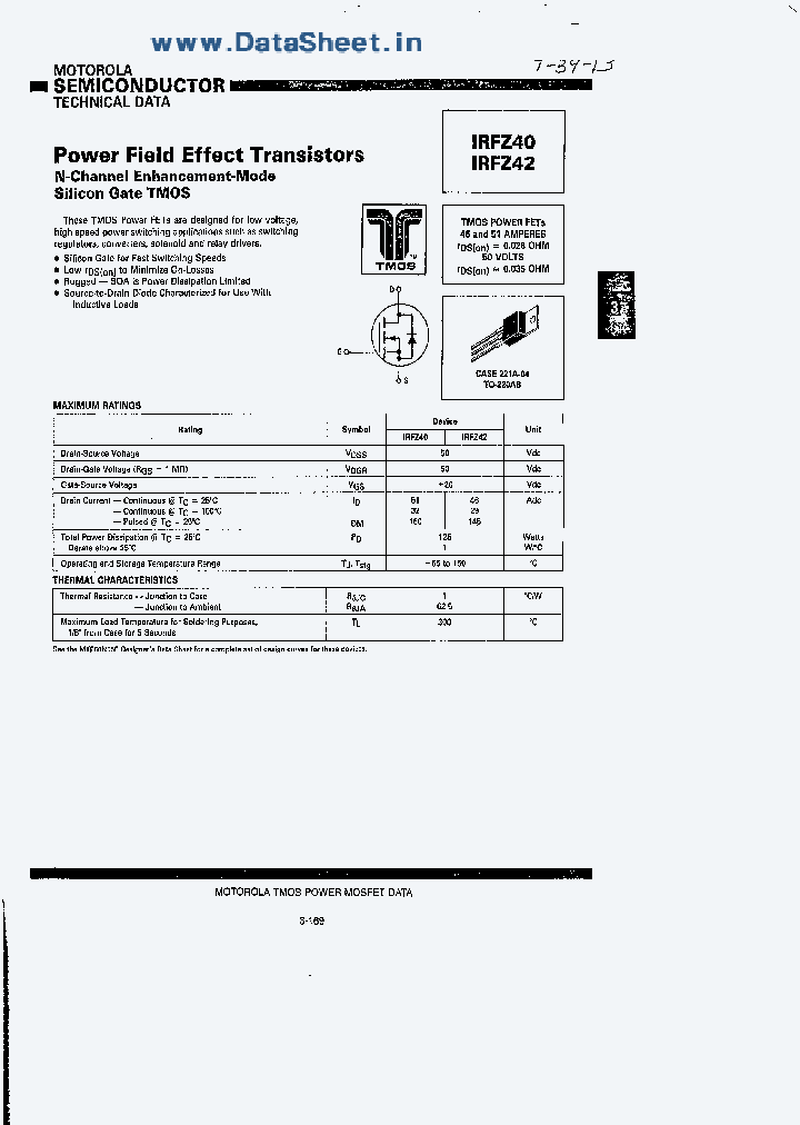 IRFZ40_2231389.PDF Datasheet