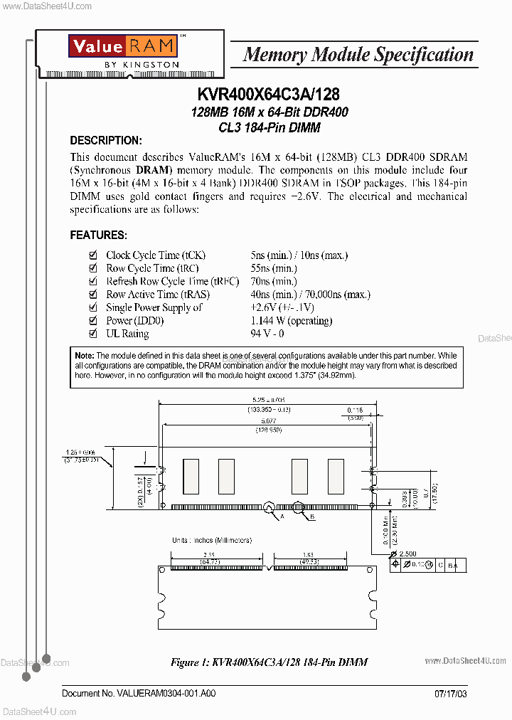KVR400X64C3A128_2233881.PDF Datasheet