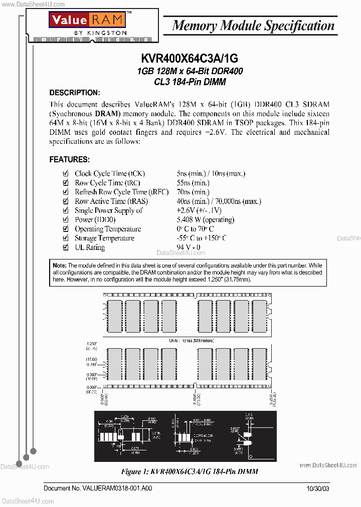 KVR400X64C3A1G_2233882.PDF Datasheet