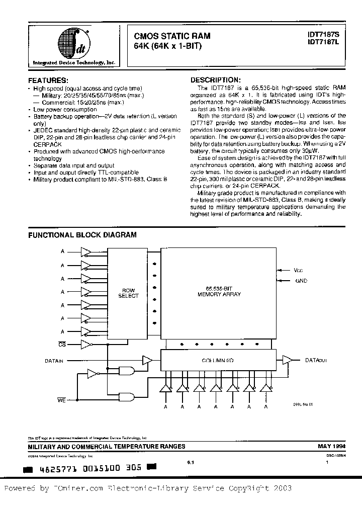IDT7187S55EB_2235199.PDF Datasheet