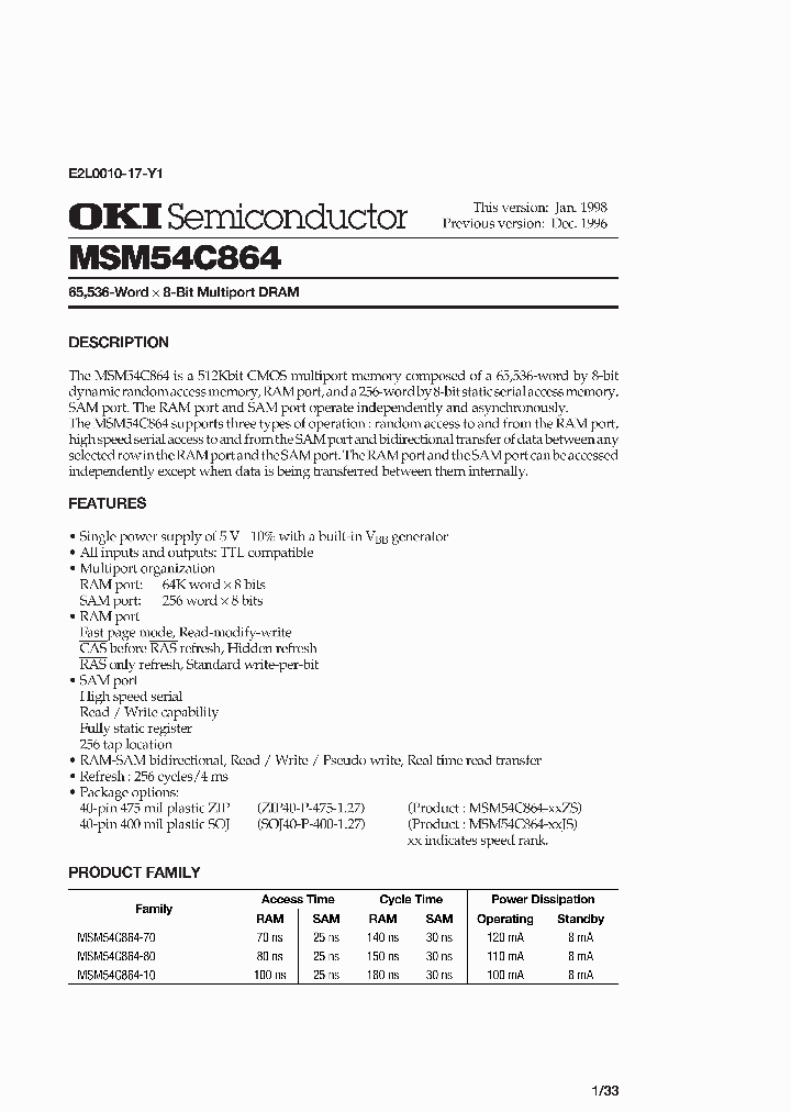 MSM54C864-80ZS_2235971.PDF Datasheet
