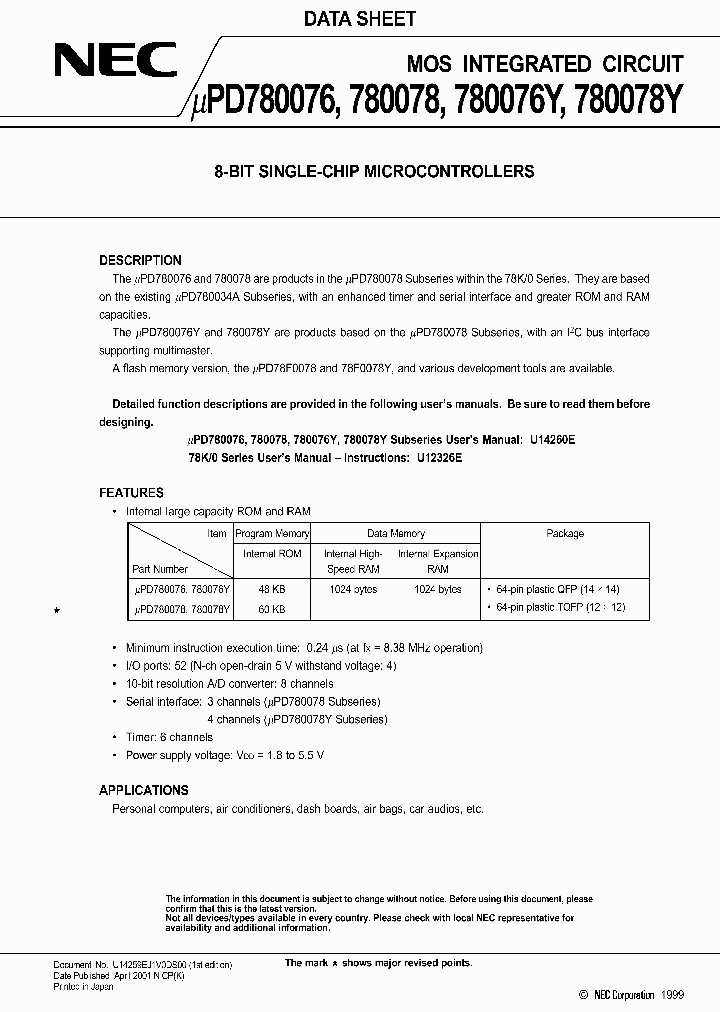 UPD780076YGK-XXX-9ET_2237245.PDF Datasheet