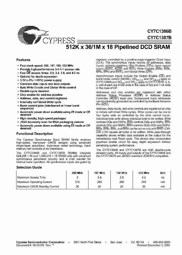 CY7C1387B-133BGC_2237634.PDF Datasheet