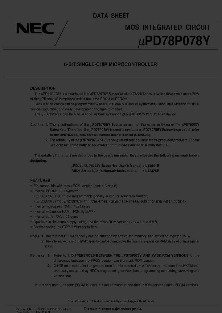 UPD78P078YGC-8EU_2240141.PDF Datasheet