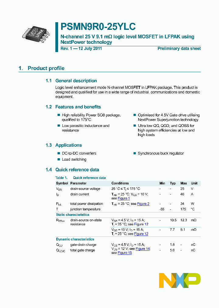 PSMN9R0-25YLC_2245322.PDF Datasheet