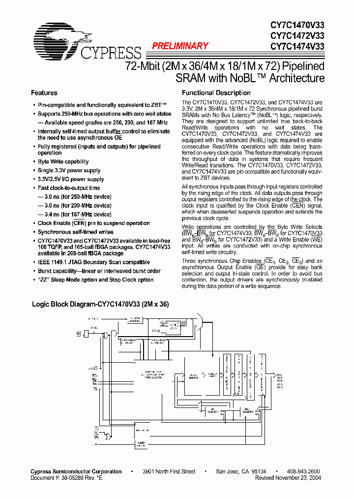 CY7C1474V33-167BGC_2251638.PDF Datasheet