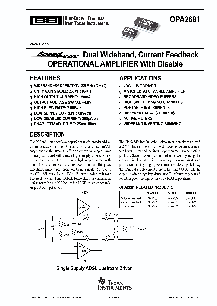 OPA2681N2K5_2249266.PDF Datasheet