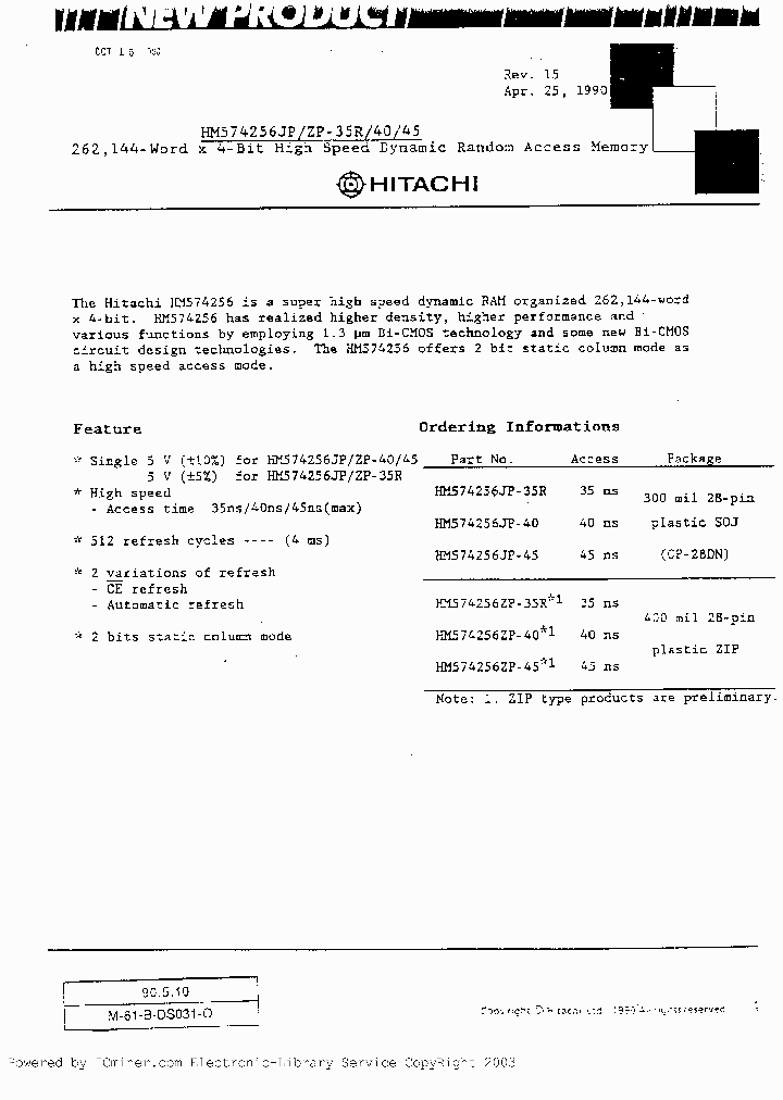 HM574256JP-35R-40-45_2250580.PDF Datasheet