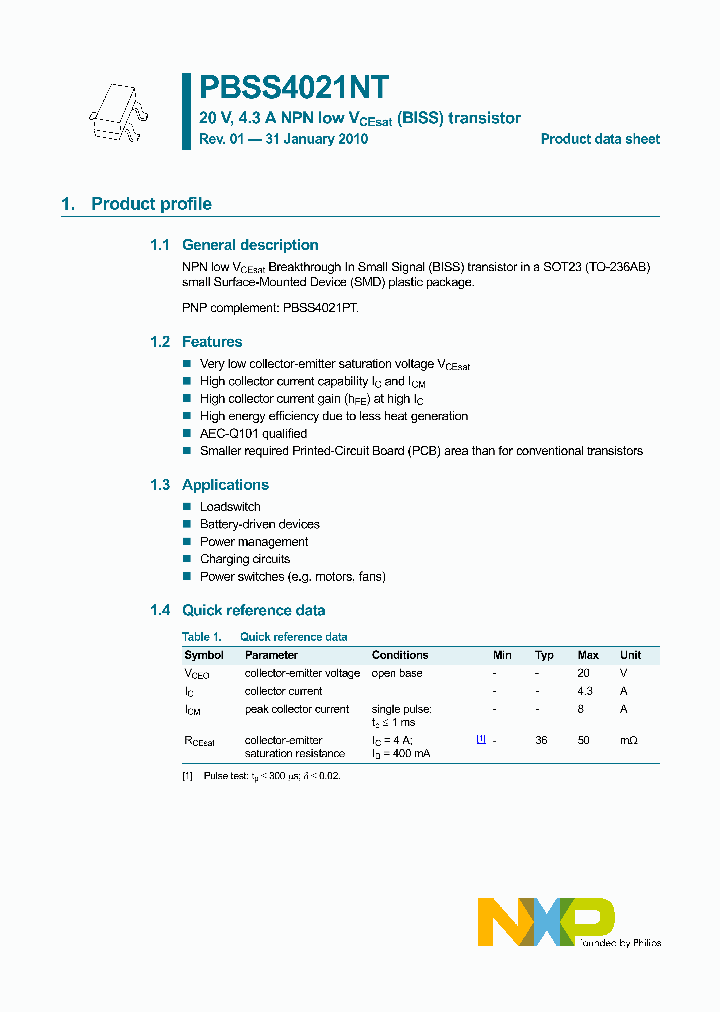 PBSS4021NT_2258668.PDF Datasheet