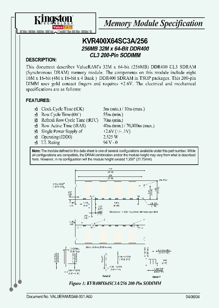 KVR400X64SC3A256_2259672.PDF Datasheet