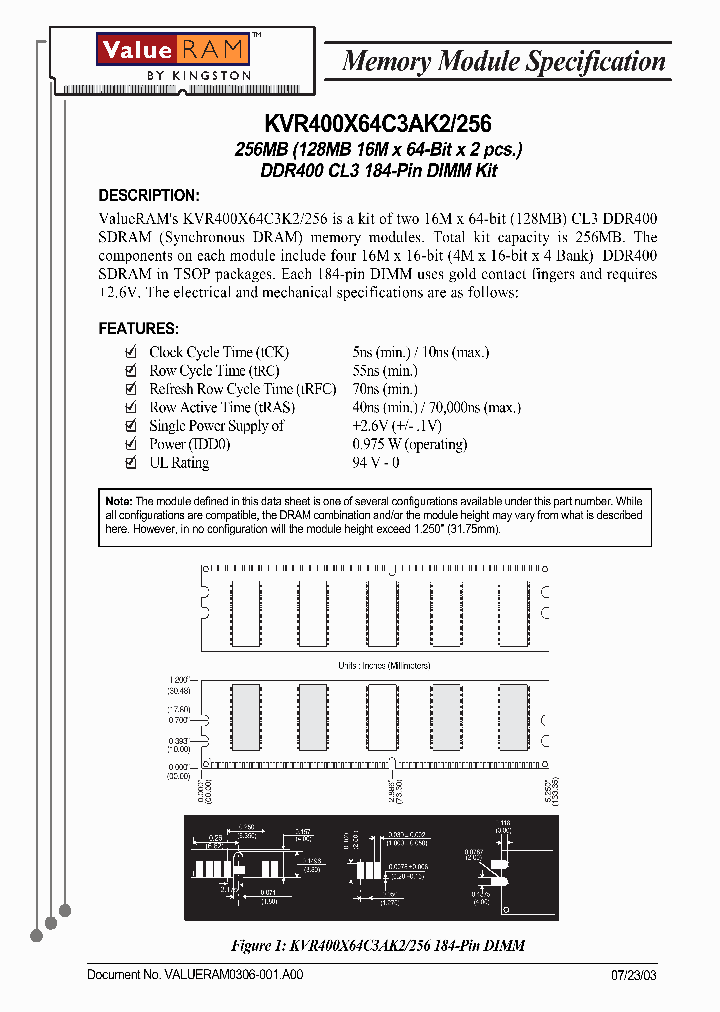 KVR400X64C3AK2256_2259671.PDF Datasheet