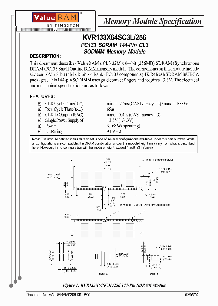 KVR133X64SC3L256_2259667.PDF Datasheet