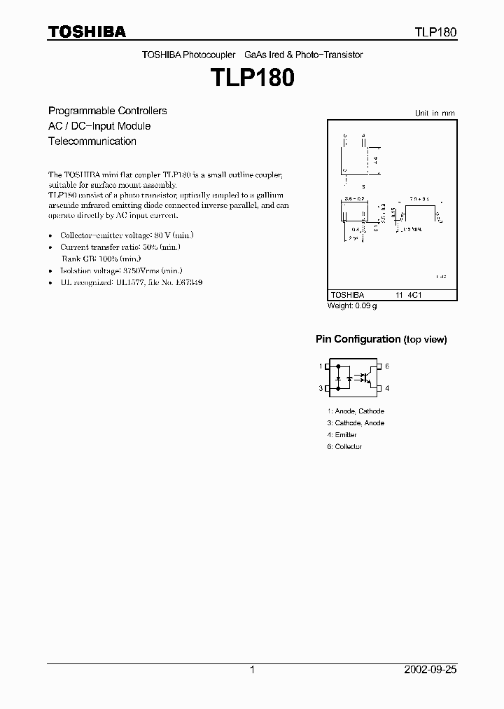 TLP180_2259779.PDF Datasheet