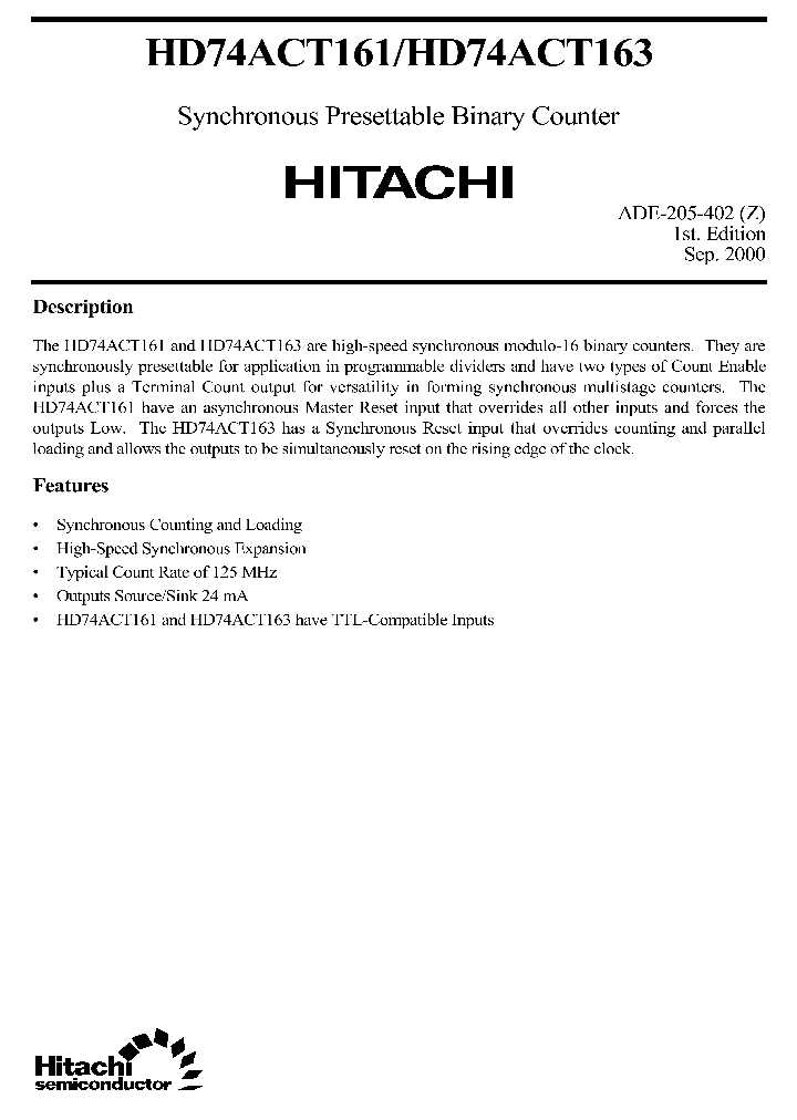 HD74AC161HD74ACT163_2261706.PDF Datasheet