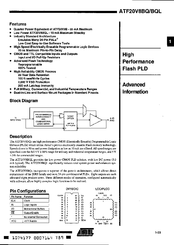 ATF20V8BQL10PC_2263289.PDF Datasheet