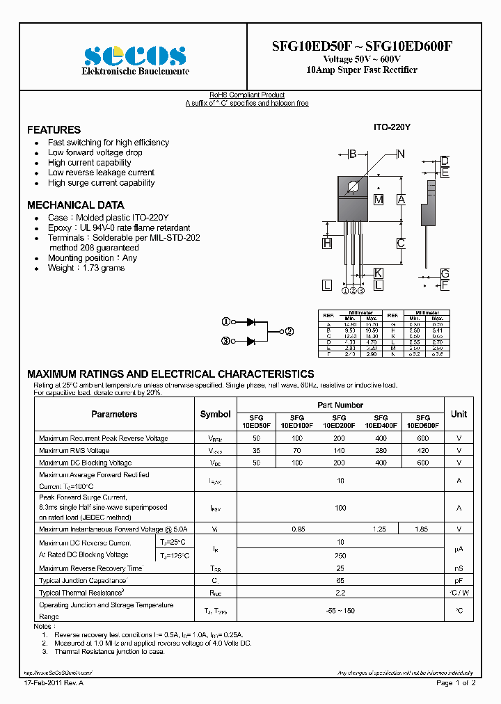 SFG10ED600F_2265360.PDF Datasheet