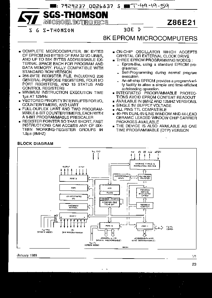 Z86E21F1_2268622.PDF Datasheet