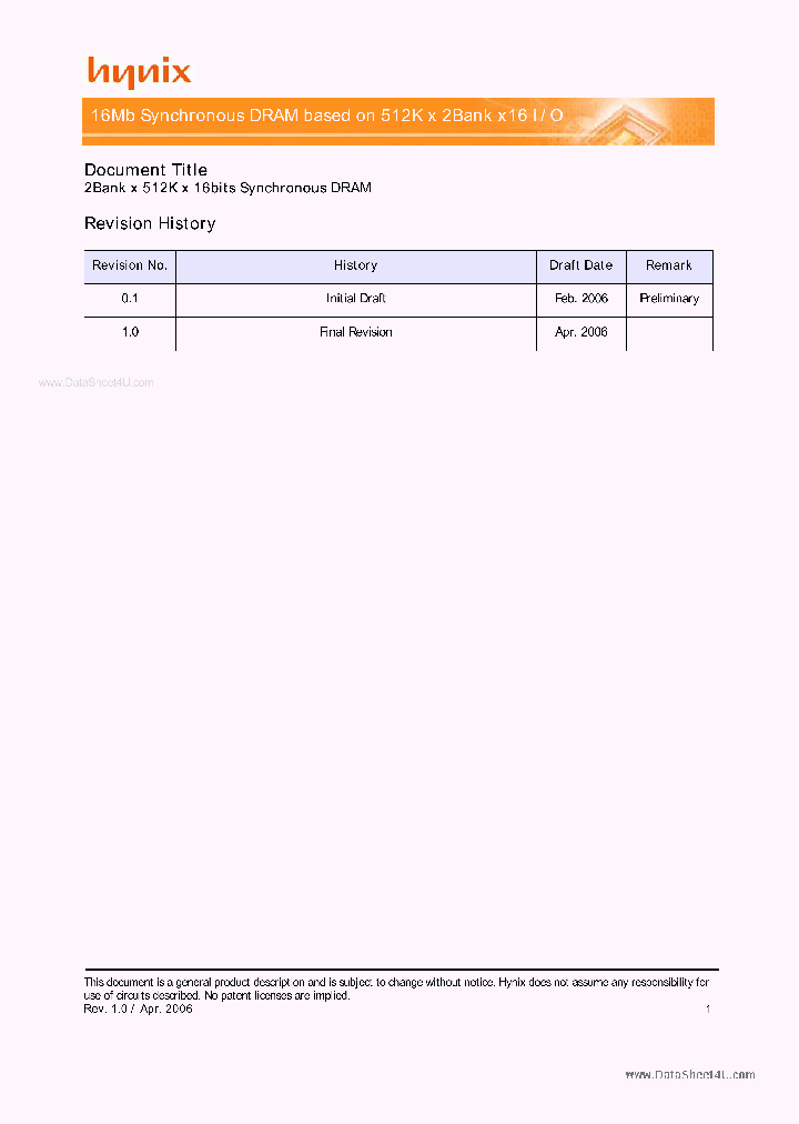 HY57V161610FTP-XX_2268577.PDF Datasheet