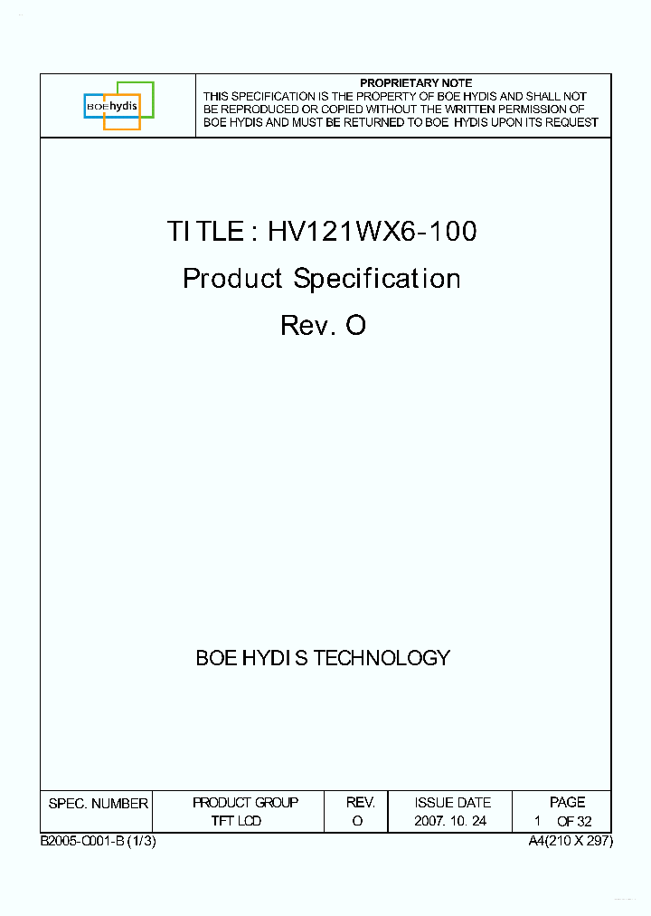 HV121WX6-100_2268459.PDF Datasheet