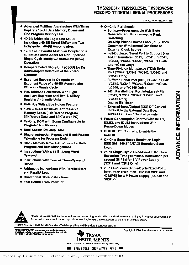 TMS320VC541PZ1-50_2276282.PDF Datasheet