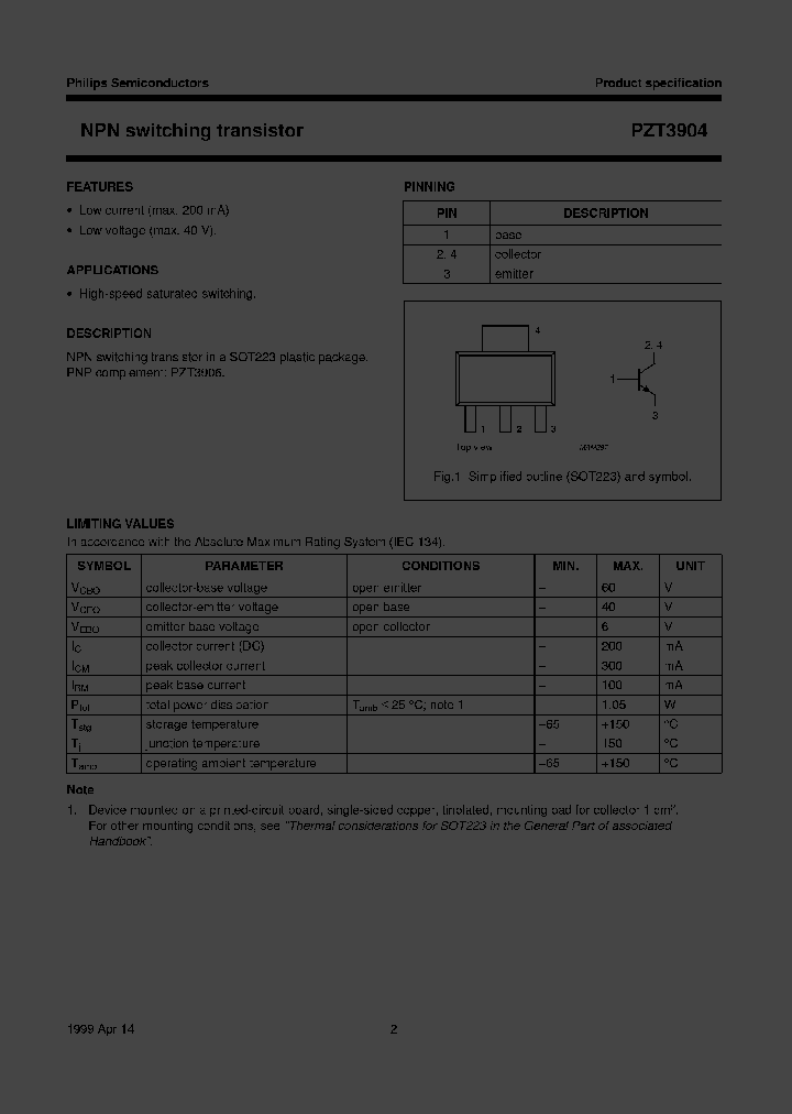PZT3904TR_2276300.PDF Datasheet