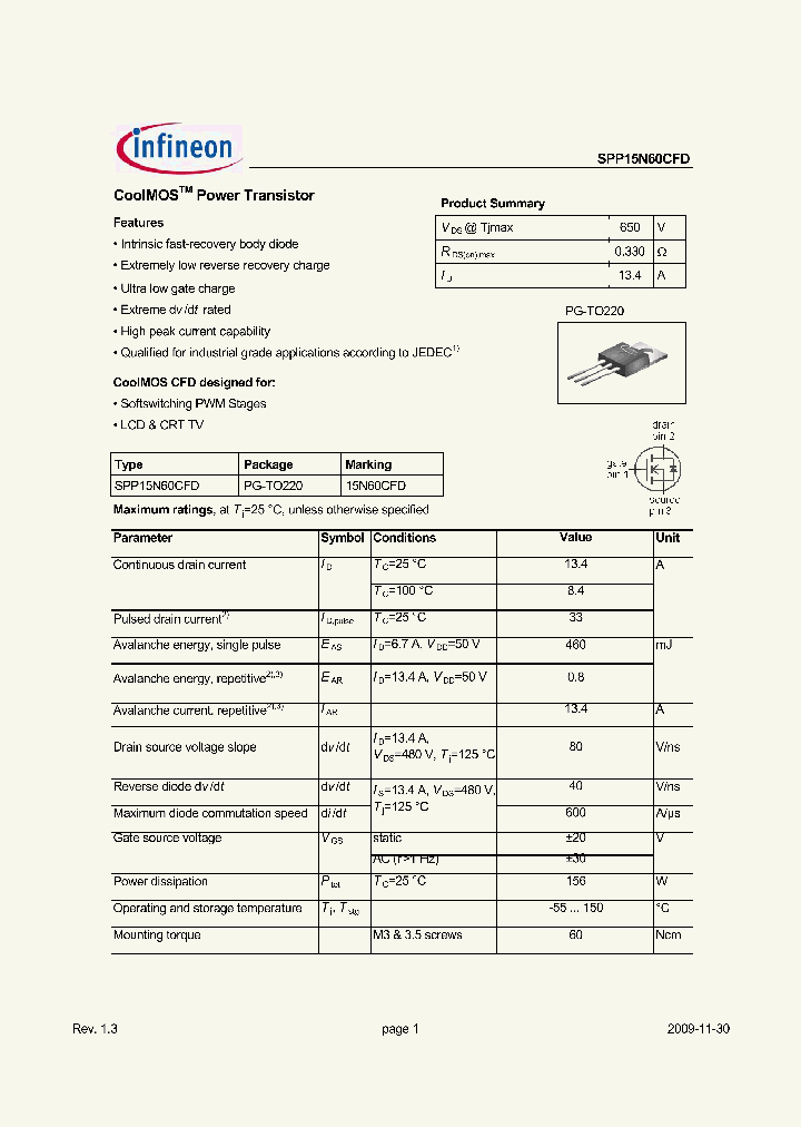 SPP15N60CFD_2278750.PDF Datasheet