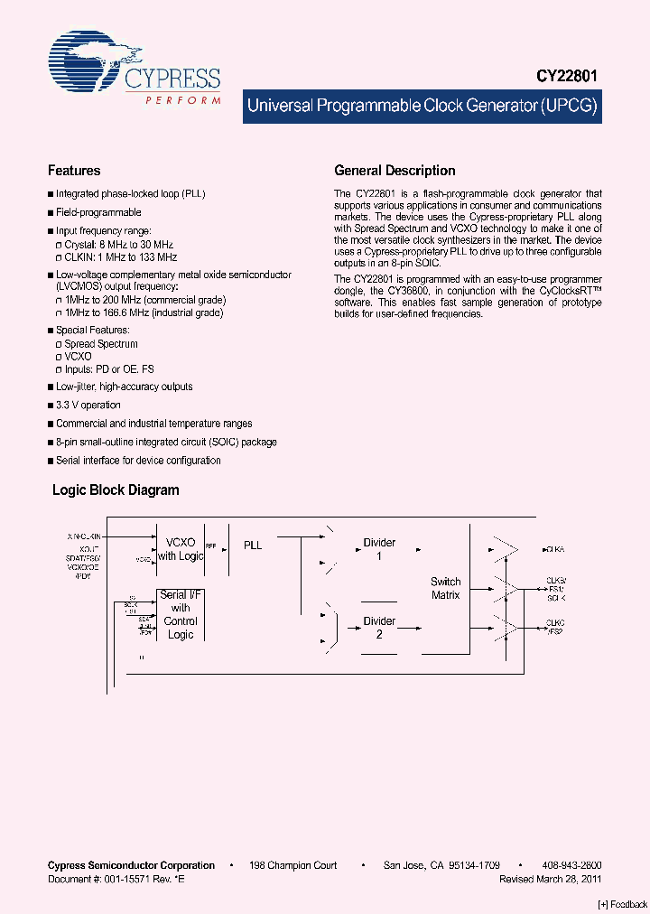 CY22801KSXI-XXX_2284189.PDF Datasheet